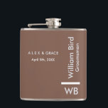 Modern Monogram Personalised Groomsman Hip Flask<br><div class="desc">This Groomsman custom design features a handwritten minimalistic confident asphalt brown hue. You can personalise the name,  title,  and groom or add your custom message! Show your Groomsman how much you love and appreciate their participation.</div>