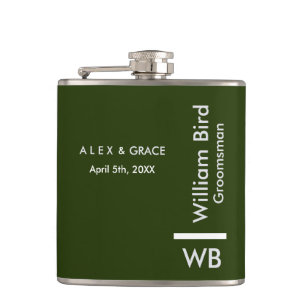 Modern Monogram Personalised Groomsman Hip Flask