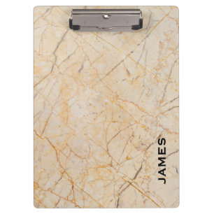 Modern Monogram Personalised Marble and Gold Clipboard
