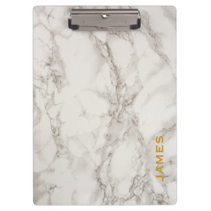 Modern Monogram Personalised Marble and Gold Clipboard