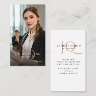 Modern Monogram Photo Accoutant Business Card