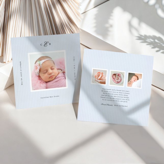 Modern Monogram Photo Birth Announcement (Creator Uploaded)