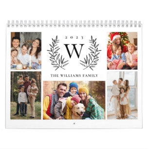 Modern Monogram Photo Collage Family  Calendar