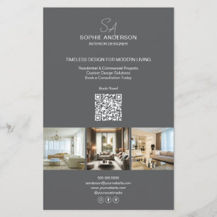 Modern Monogram Photo Grey Professional Business Flyer