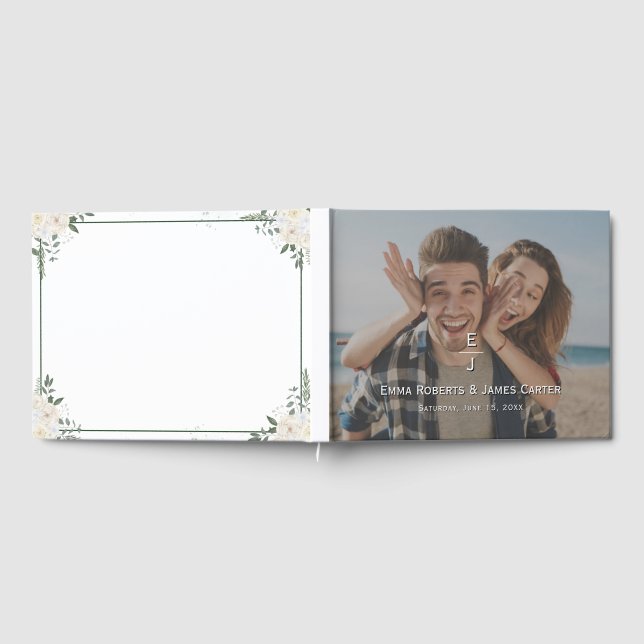 Modern Monogram Photo Guest Book (Full)