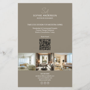 Modern Monogram Photo Taupe Professional Business Flyer