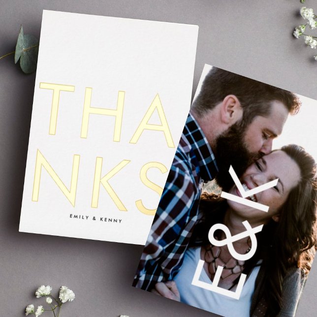 Modern Monogram Photo TWO Thank You GOLD (Creator Uploaded)