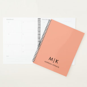 Modern Monogram Pink and Black Planner