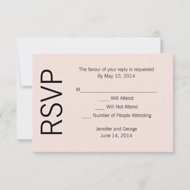 Modern Monogram - Pink and Black RSVP Card (Front)