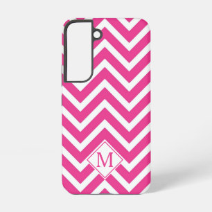 Modern Monogram Pink Chevron Stripes Samsung Galaxy Case