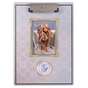Modern Monogram Pink Lavender Doll#2 Clipboard