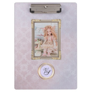 Modern Monogram Pink Lavender Doll Clipboard