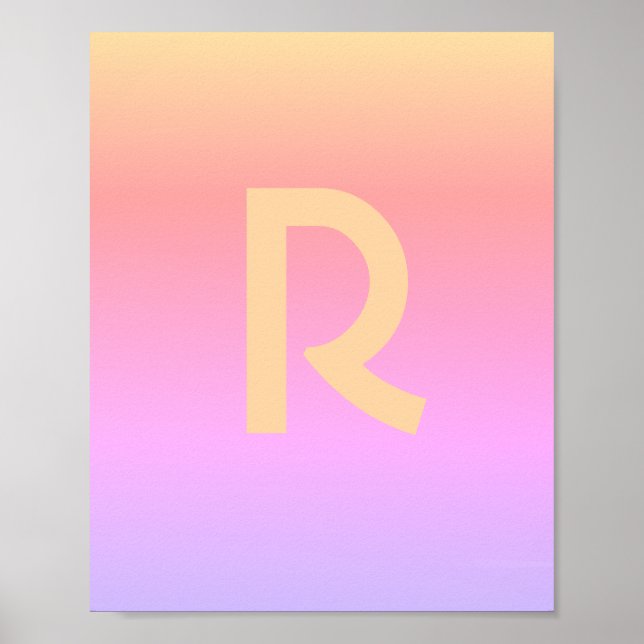 Modern Monogram Pink Lilac Peach  Poster (Front)
