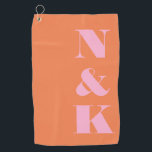 Modern Monogram Pink Orange Custom Wedding Favour Golf Towel<br><div class="desc">Modern Monogram Pink Orange Custom Wedding Favour Golf Towel</div>