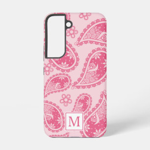 Modern Monogram Pink Paisley Retro Pattern Samsung Galaxy Case
