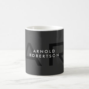 Modern Monogram Plain Grey Trendy Add Name Coffee Mug