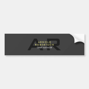 Modern Monogram Plain Grey Trendy Business Bumper Sticker