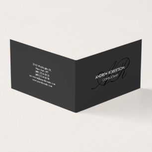 Modern Monogram Plain Grey Trendy Business Card