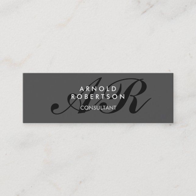 Modern Monogram Plain Grey Trendy Business Card (Front)