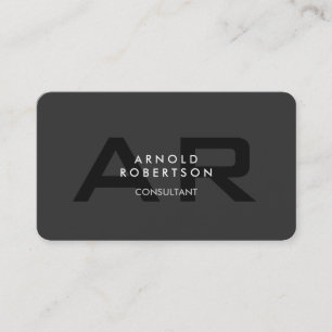 Modern Monogram Plain Grey Trendy Business Card