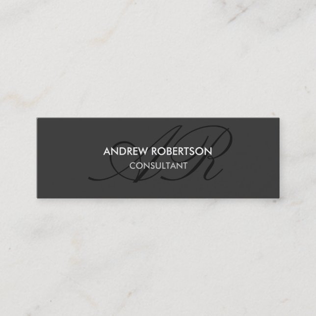 Modern Monogram Plain Grey Trendy Business Card (Front)