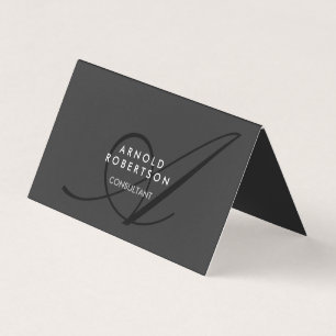 Modern Monogram Plain Grey Trendy Business Card