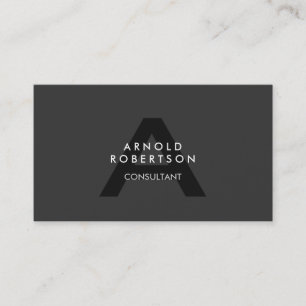 Modern Monogram Plain Grey Trendy Business Card
