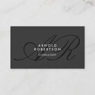 Modern Monogram Plain Grey Trendy Business Card