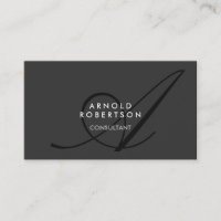 Modern Monogram Plain Grey Trendy Business Card