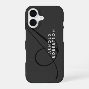 Modern Monogram Plain Grey Trendy iPhone 16 Case