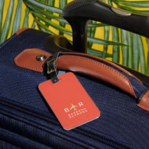 Modern Monogram Plane Warm Reddish Travel Luggage Tag