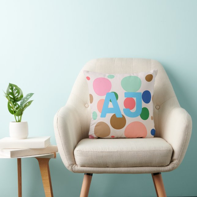 Modern Monogram Polka Dot Cushion (Chair)