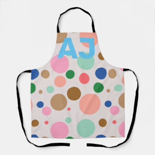 Modern Monogram Polka Dot Pattern Apron