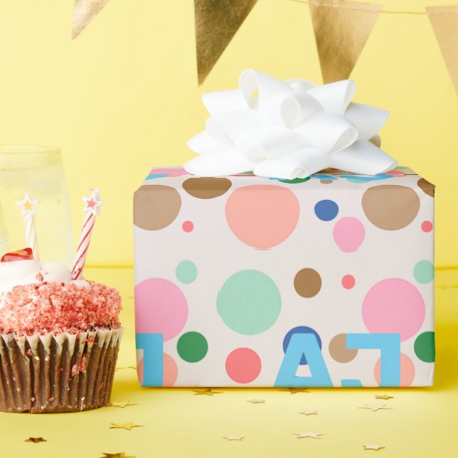 Modern Monogram Polka Dot Pattern Wrapping Paper (Birthday Party)