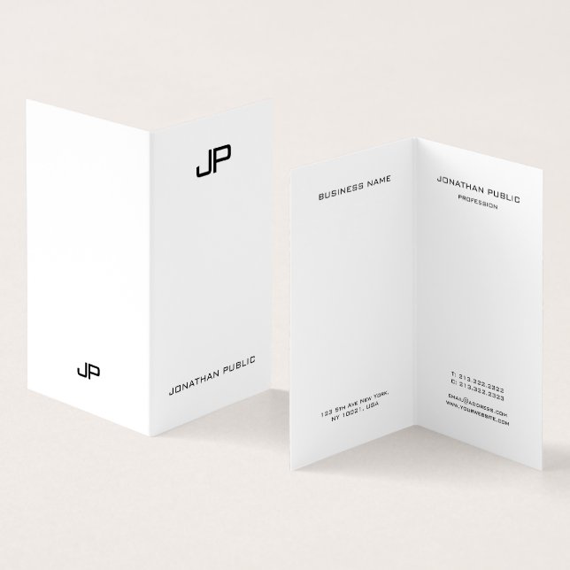 Modern Monogram Professional Elegant Minimalist Business Card (Inside and Outside)