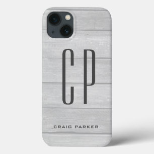 Modern Monogram Professional Plain Grey iPhone 13 Case