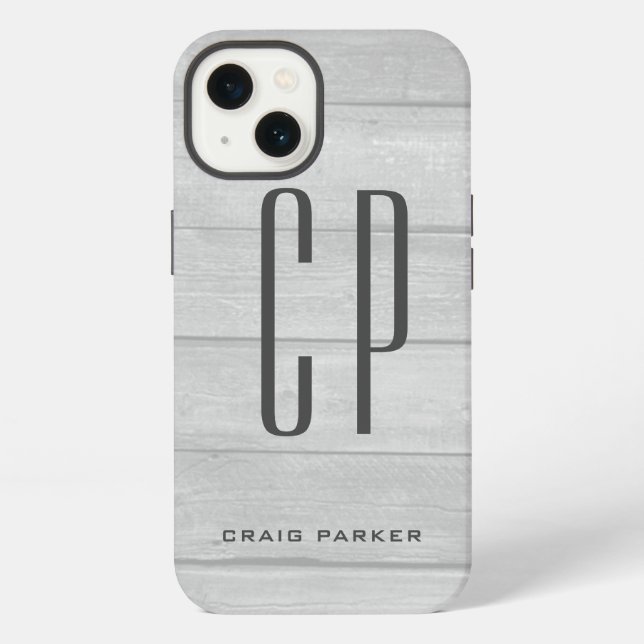 Modern Monogram Professional Plain Grey iPhone Case (Back)