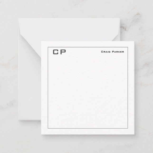 Modern Monogram Professional Plain Minimalist Card (Front)