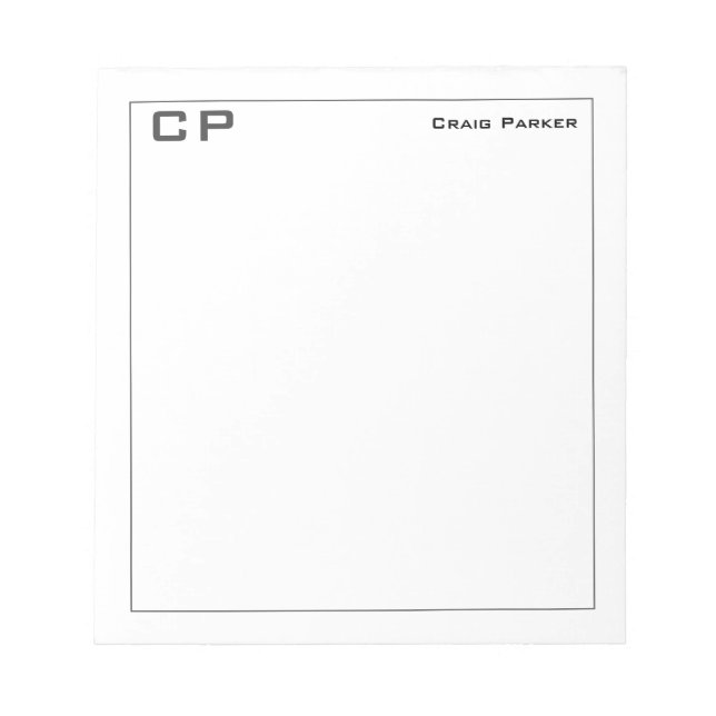 Modern Monogram Professional Plain Minimalist Notepad (Front)