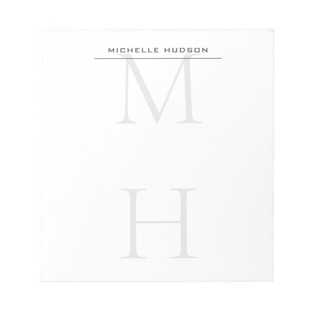 Modern Monogram Professional Plain Minimalist Notepad (Front)