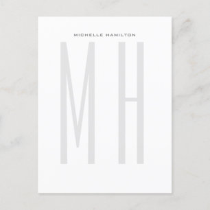 Modern Monogram Professional Plain Minimalist Postcard