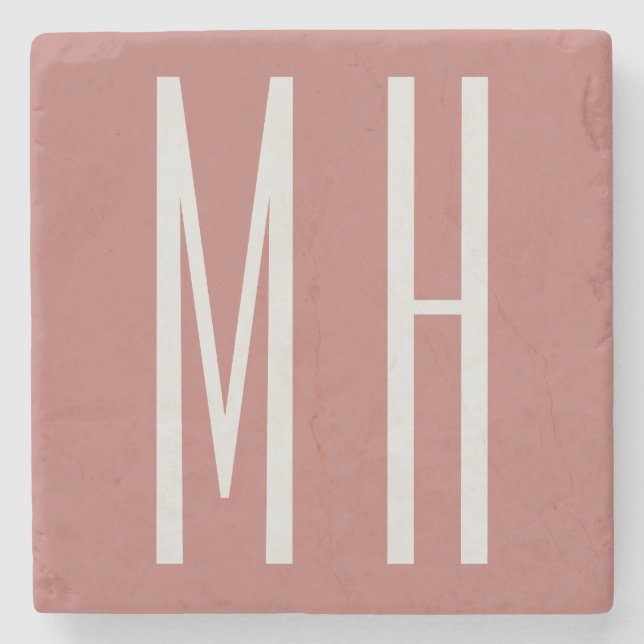 Modern Monogram Professional Plain Minimalist Stone Coaster (Front)