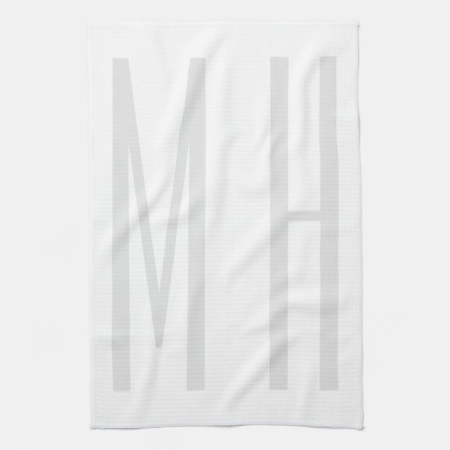 Modern Monogram Professional Plain Minimalist Tea Towel (Vertical)