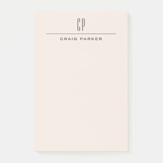 Modern Monogram Professional Plain Pastel Colour Post-it Notes (Front)
