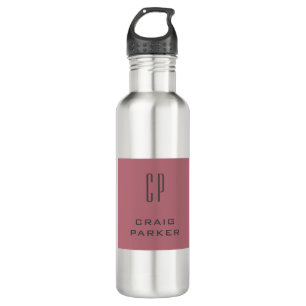 Modern Monogram Professional Plain Rose Gold White 710 Ml Water Bottle