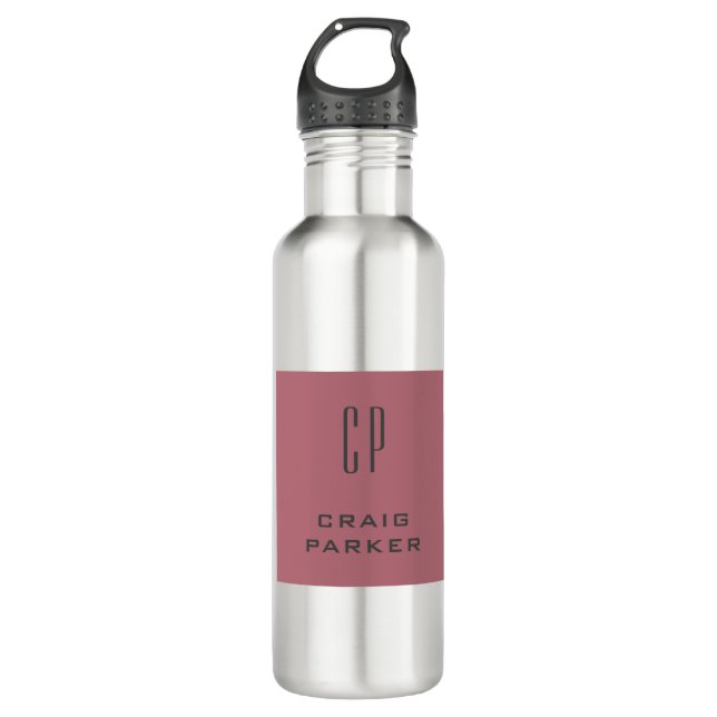 Modern Monogram Professional Plain Rose Gold White 710 Ml Water Bottle (Front)