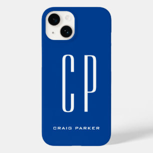Modern Monogram Professional Plain Simple Blue Case-Mate iPhone 14 Case