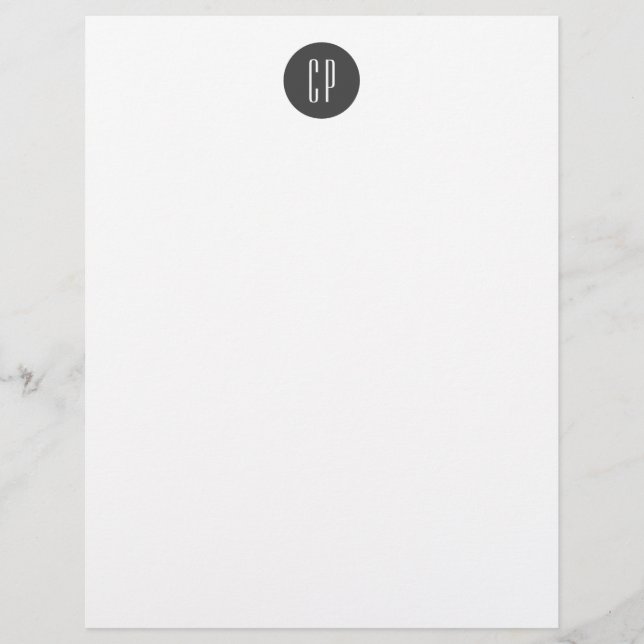 Modern Monogram Professional Plain Simple Initials Custom Letterhead (Front)