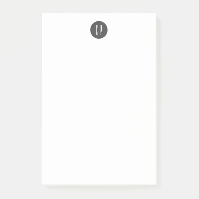 Modern Monogram Professional Plain Simple Initials Post-it Notes (Front)