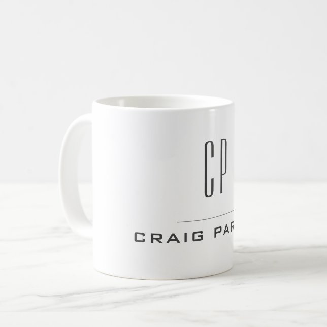 Modern Monogram Professional Plain Simple Minimal  Coffee Mug (Front Left)